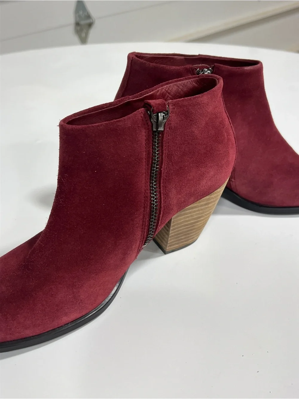 Ecco Women's Burgundy Suede Ankle Booties